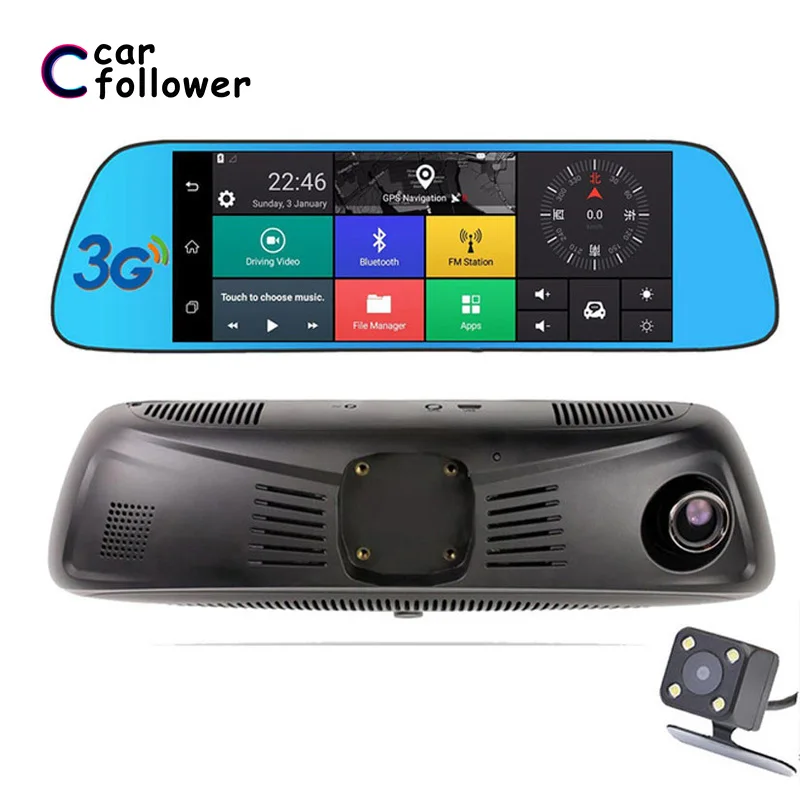 

7 Inch 3G Android 5.1 Car DVR Touch Dash Cam Rearview Mirror Dash Camera Dual Lens GPS Navigation Wifi Bluetooth Recorder