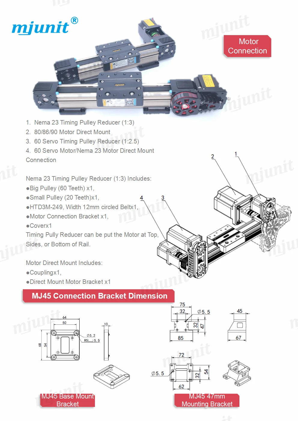 Моторизованный XYZ linear motion Nema 17 guide way belt drive linear rail