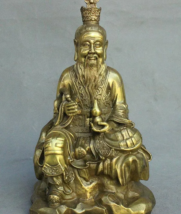 Китайский латунный Основатель даосизма LaoJun Lao tzu Taishanglaojun статуя беспрестанного
