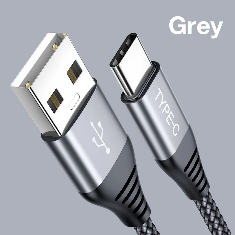 JSAUX usb type-C кабель для Xiaomi Redmi Note 7 mi9 USB C кабель для samsung S9 провод для быстрого заряда USB-C шнур для зарядки мобильного телефона - Цвет: Grey