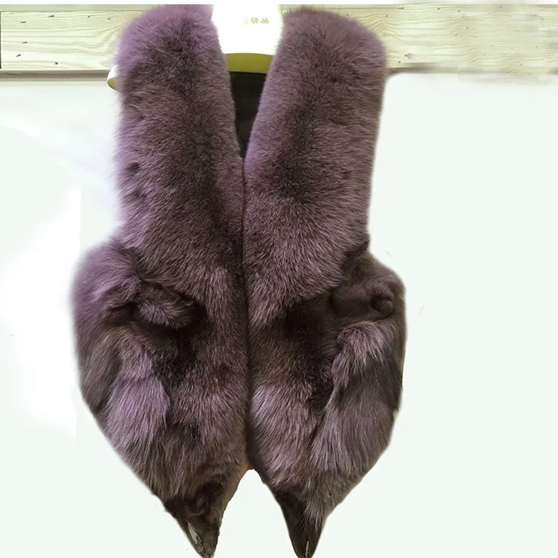 

2018 new whole leather fur fur vest female fox head coat vest