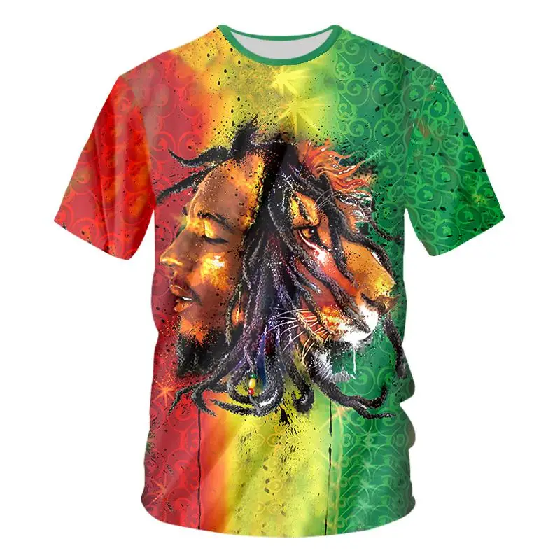 Novelty 3D Hip Hop T-shirt Unisex All-Over 3D Print Bob Marley Lion Head Tee Shirt Homme Casual Loose Oversize Summer Tops Tees (1)