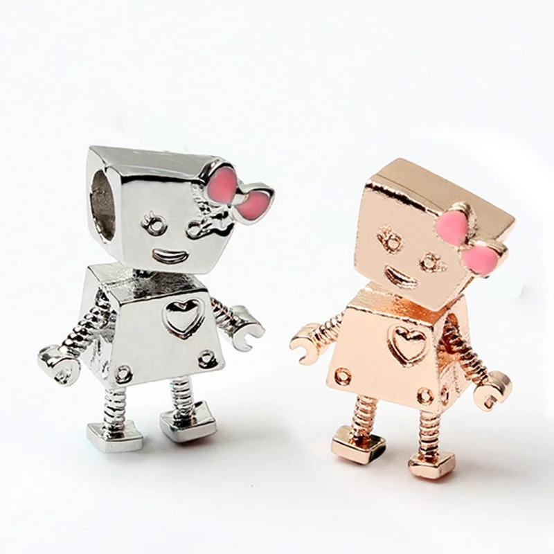 

NEW Metal Robot DIY Fashion Jewelry Charms Beads Fit Pandoraa Bracelet & Necklaces Pendant Beads Jewelry Making Women Gifts