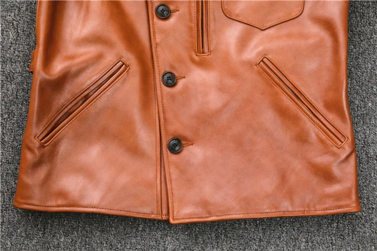Free shipping.Brand US oil wax cowhide biker coat,mens slim genuine leather Jacket,vintage casual style jacket,fashion sales
