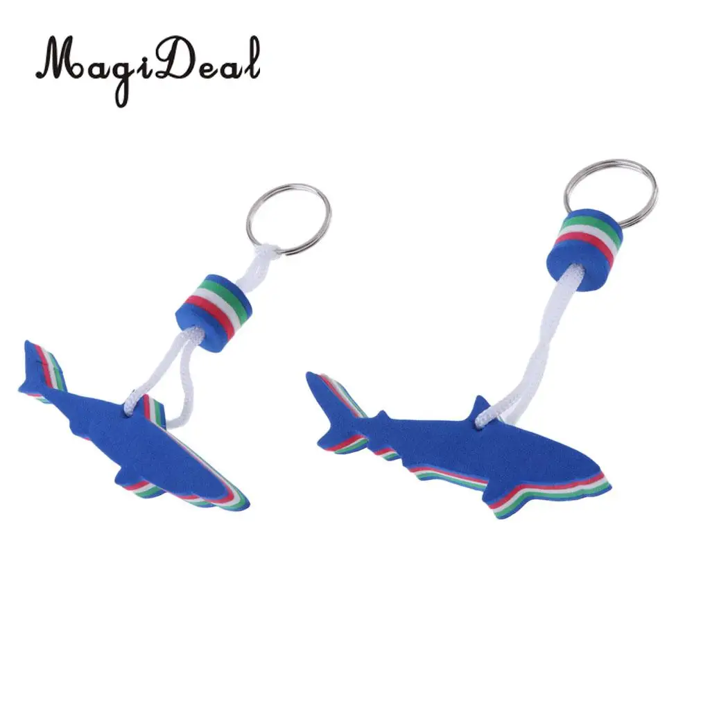 MagiDeal 2x Safety Floating Shark EVA Keychain Keyring Key Float for Swimming Pool Surfing Marine Boat Yachting Sailing Rafting