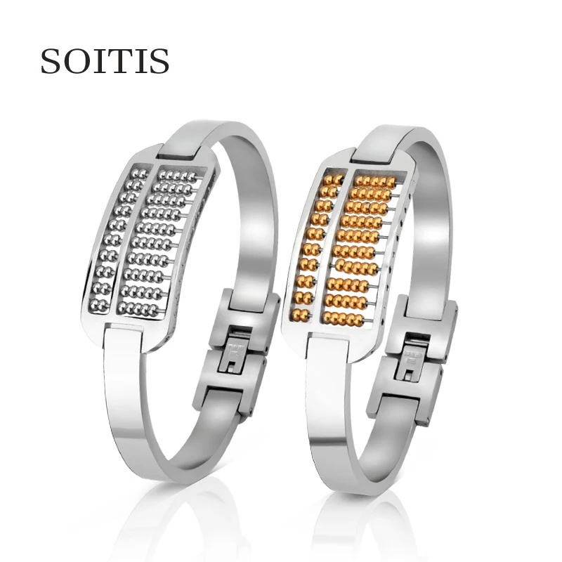 

SOITIS Fashion Design Women Men Cuff Bracelet Abacu Open Bangle Gold Sliver Decoration Popular Personalized Jewelry