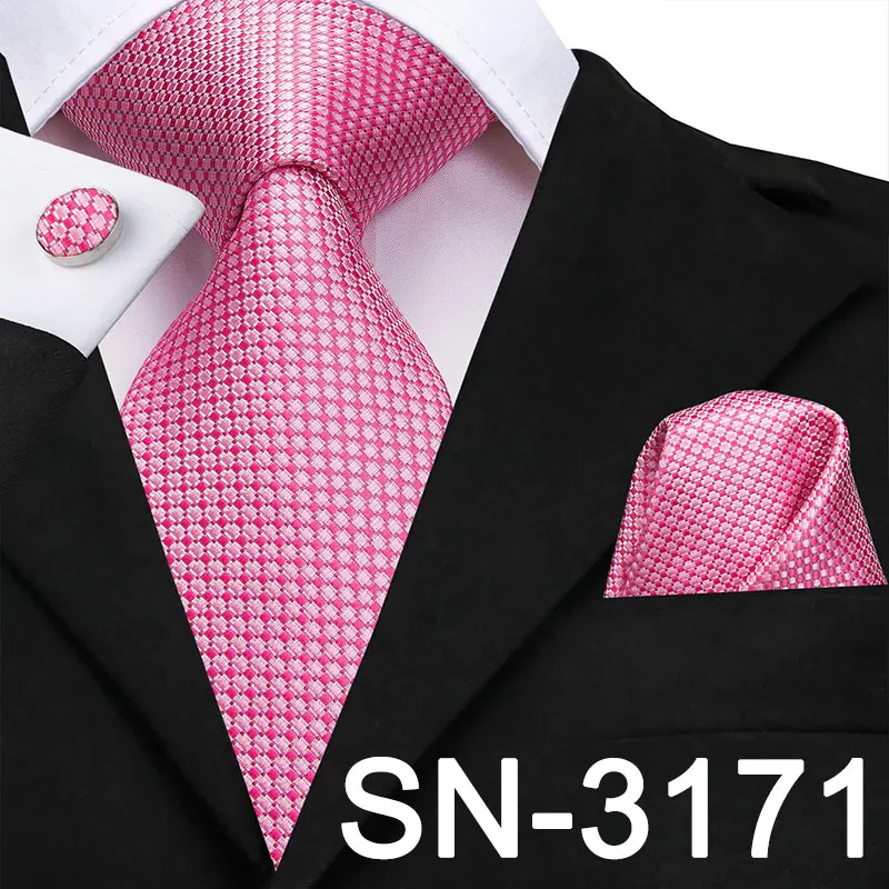 SN-3171 Hi-Tie Шелковый мужской галстук розовый цветочный галстук для мужчин Роскошный шелковый галстук платок модный дизайнерский бизнес Свадебный мужской галстук s - Цвет: SN-3171