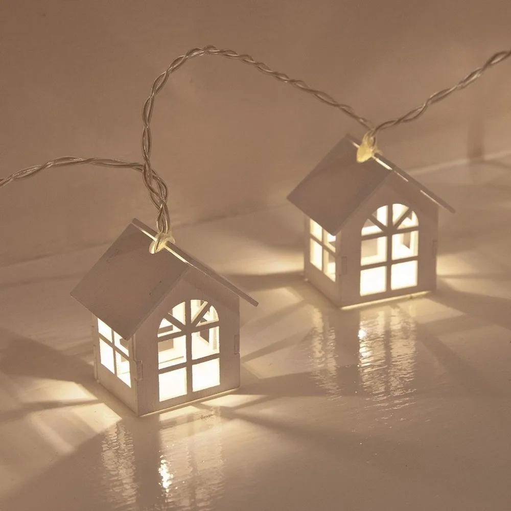 Европейский стиль в форме домика батарея мощность сказочная Гирлянда Свет настенное окно садовое, Рождественское украшение вечерние струнные лампы