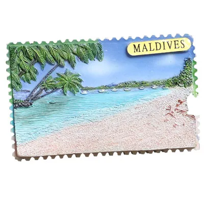 Гавайские Maldives сувениры пляж Sunrise View смолы магнитный холодильник магнит путешествия кухня украшение дома холодильник стикер 3D - Цвет: Красный