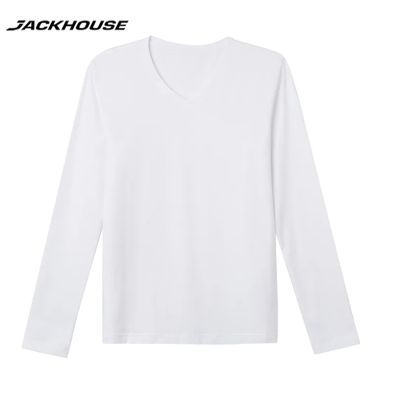 1Pc Fashional Solid Waterproof Men T Shirt V Neck Cotton Soft Long