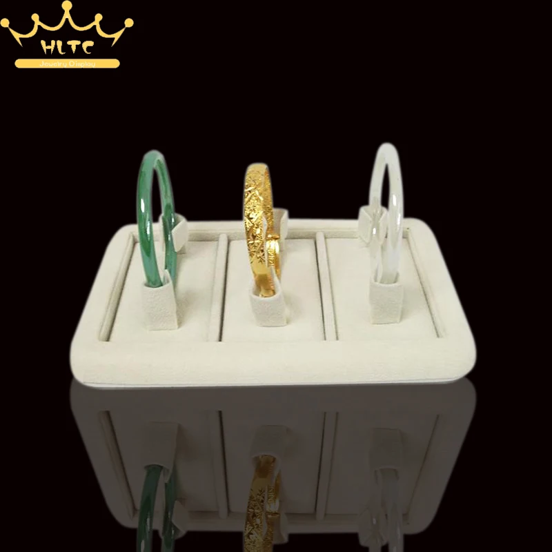 

High Quality Jewelry Display Beige Velvet 18*12cm Bracelet Holder Bangle Stand 3PCS Show Cases Jewelyr Tray