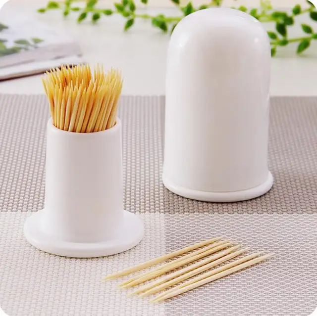 White Ceramic Toothpick Holder Household Toothpick Dispenser 2 Pieces