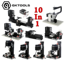 12000r/min 60W,Electroplated 10 in 1 Mini Lathe , Milling ,Drilling ,Wood Turning, Bow-arm Jag Saw, Sanding Machine