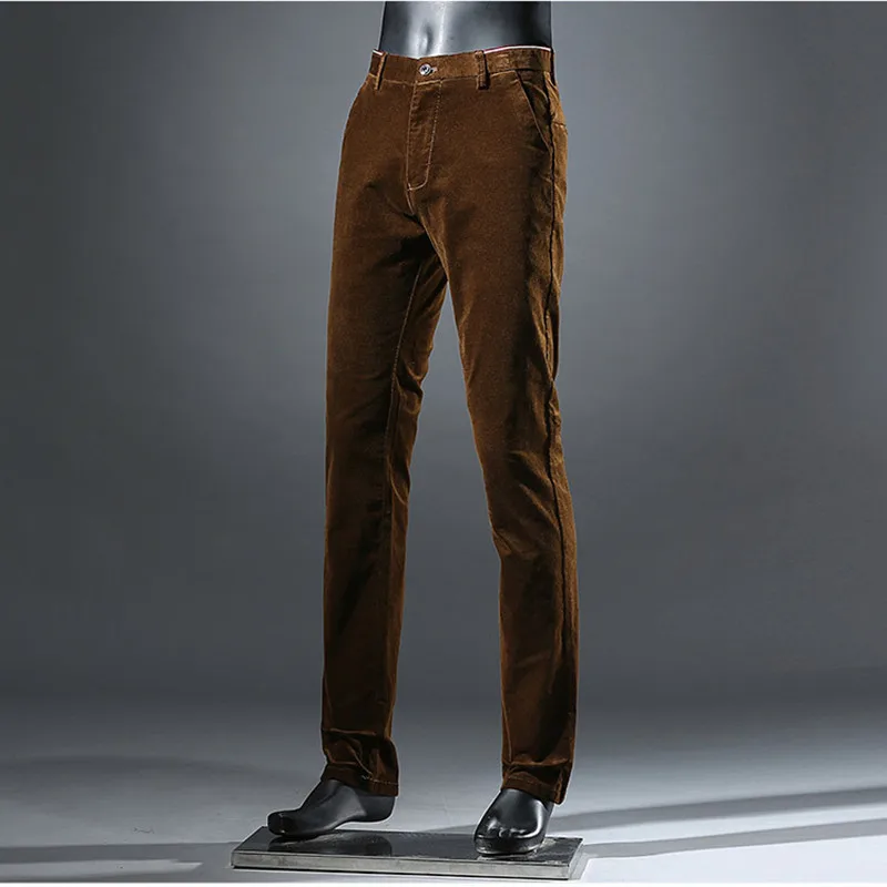 ICPANS мужские зимние вельветовые брюки мужские стрейч классические эластичные брюки среднего возраста прямые брюки утолщенные вельветовые
