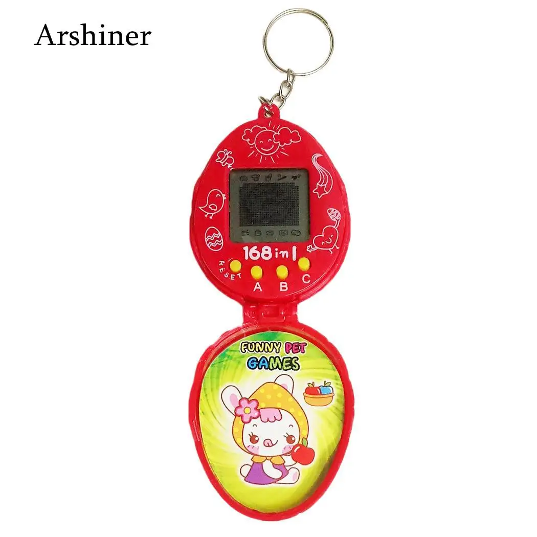 Pocket Watch Shape Electronic Digital Pet Game With Keychain Kids Toy