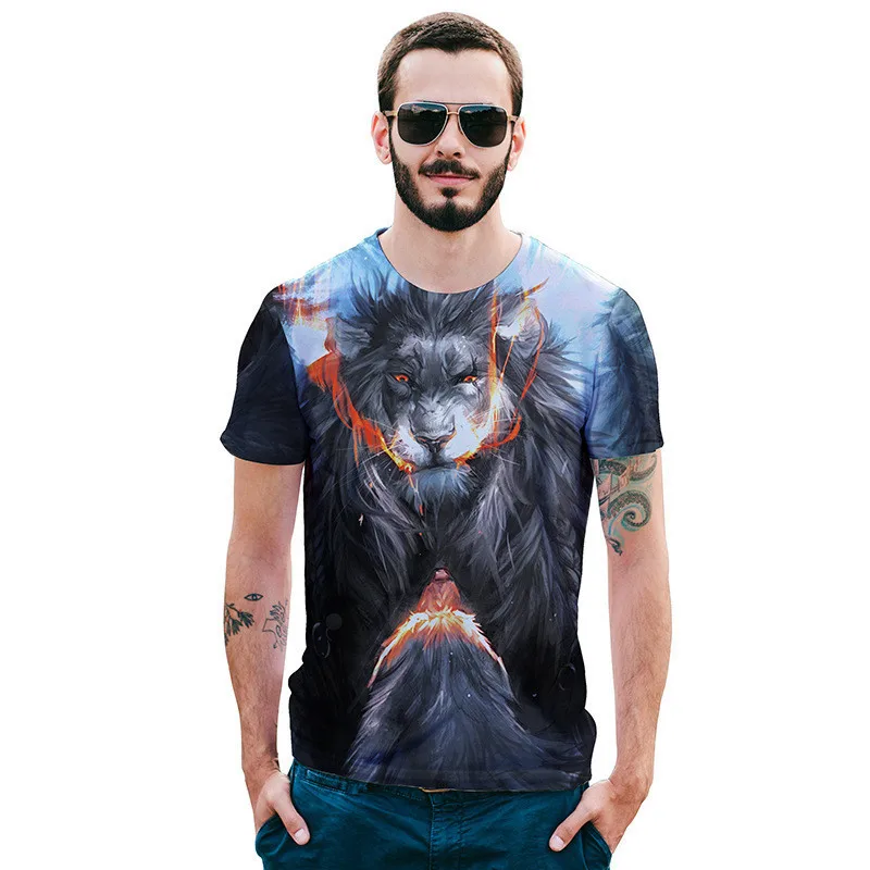 Marca T-Shirt 3d Leone Animale Maglietta Shirt 3d Uomini Della Maglietta divertente T Shirt Mens Abbigliamento Casual di Fitness TeeTop Leone Maglietta #56