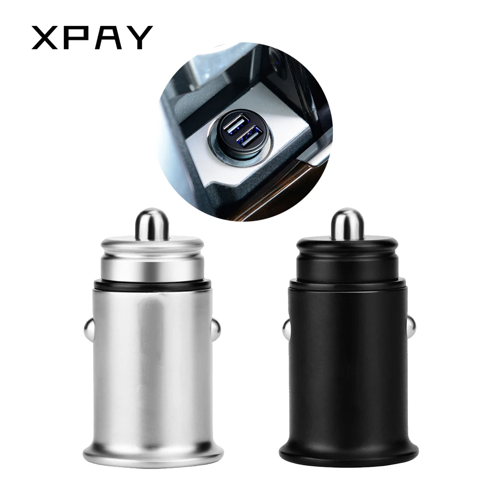 

XPAY 5V4.8A Luxury Metal Dual USB Car Charger For iPhone X 8 XS MAX 7 Xiaomi Samsung HUAWEI Fast Charging Voltage Monitoring