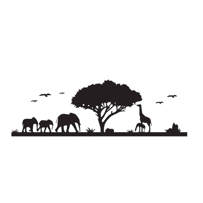 Nature-Forest-And-Animals-Elephant-Giraffe-Wall-Stickers-Vinyl-Tree-Decals-For-Living-Room-Decoration (1)