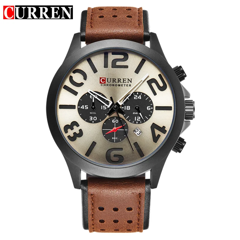 

Sports Chronograph Quartz Men Watches Fashion Casual CURREN 8244 New Brand Luxury Wristwatches Leather Relogio Masculin