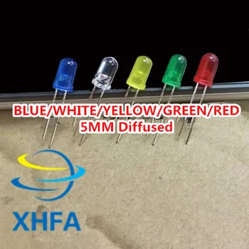 

100pcs/lot 5 Colors F5 5MM Round Yellow White Red Green Blue Diffused Round DIP Diode LED Lamp Light
