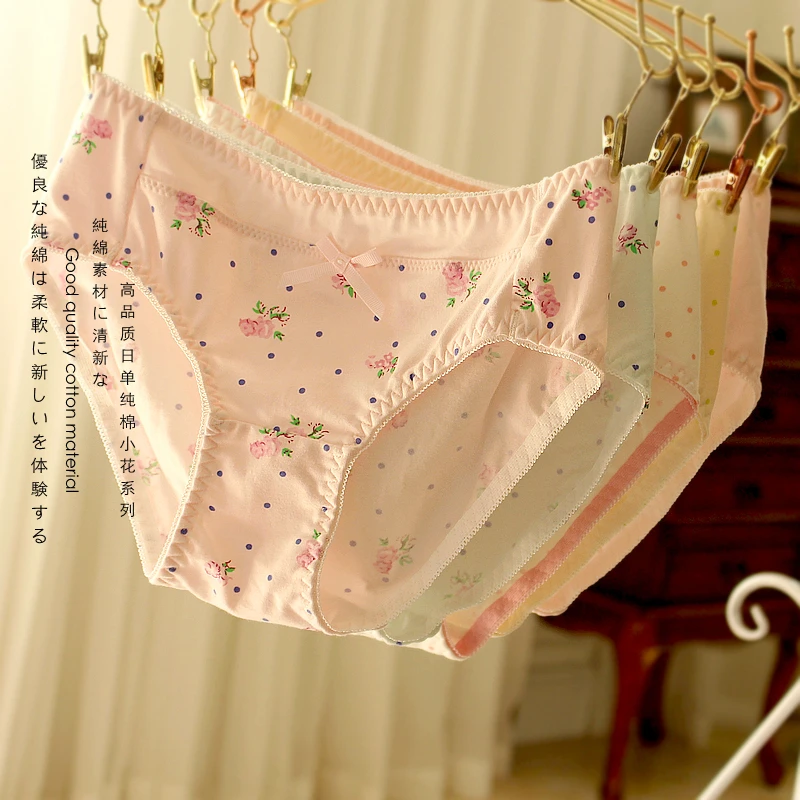 beautiful day Waist flowers cotton triangle ladies underwear breathable