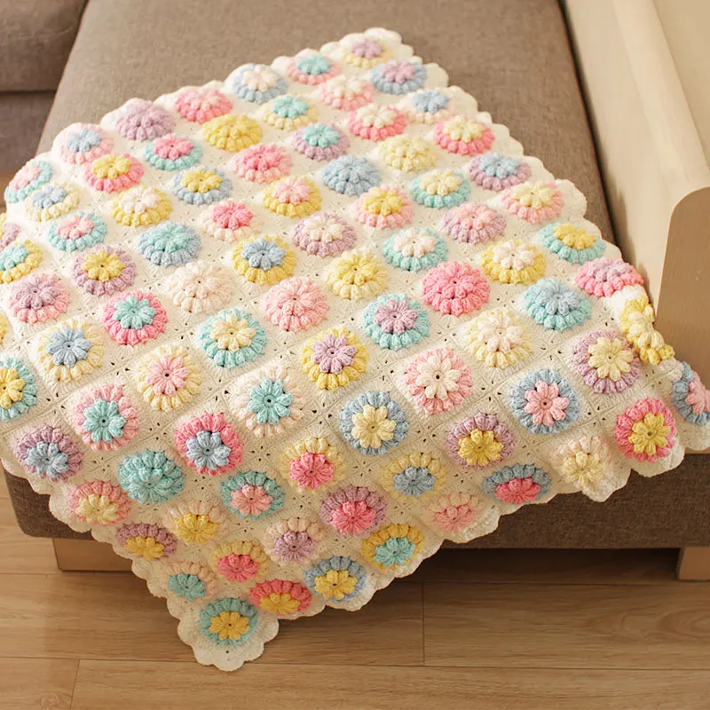 

Handmade Blankets Vintage Crochet Granny Square/Rectangle Thread Blanket For Bed Portable Hand Wash Blankets Cotton Plaids Sofa