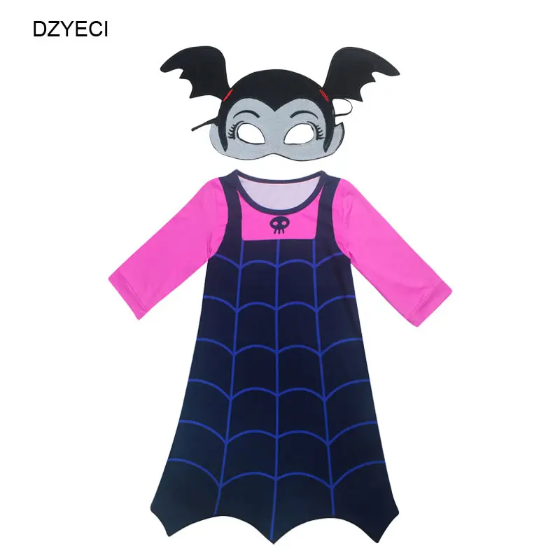 Disfraz Vampirina/костюм для девочек; платье на Хэллоуин; детское Эксклюзивное платье; детская маска; повязка на голову; маскарадный костюм; vetement Fille; Возраст 8 лет - Цвет: Blue3 Mask