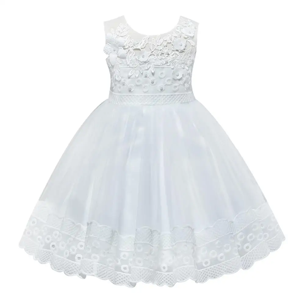 Carters/Новые Детские платья для девочек, платье принцессы с вышивкой для девочек, элегантная Рождественская одежда на день рождения для детей от 1 до 12 лет - Цвет: white