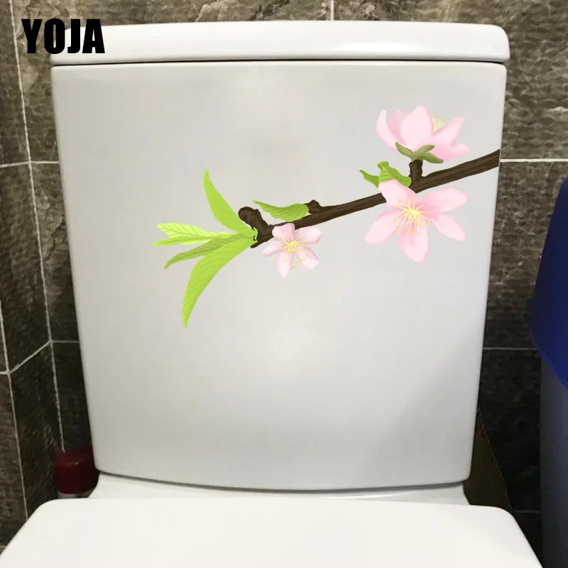 YOJA 22 5*9 8 см свежий Цветущий персиковый ветка туалет украшение туалетный стикер