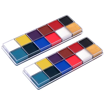 

Fashion Halloween Professional Masquerade Body Paint Tattoo Inks Theater Clown Waterproof Face Body Paint 12 Color Pigment TSLM1