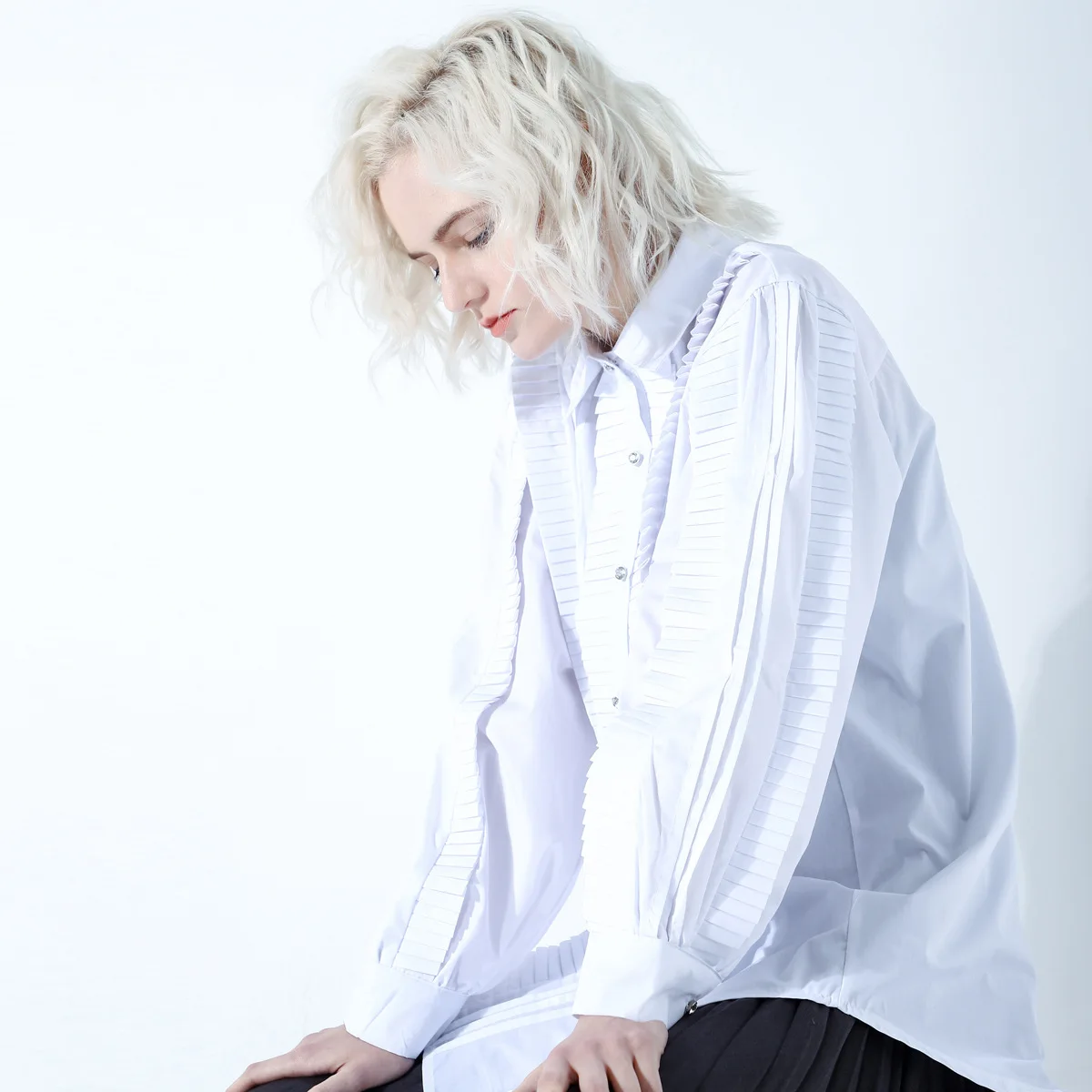 Blusas 2019 New   Long Casual Broadcloth Full Sleeve Appliques Solid Turn-down Collar Women Blouses & Shirt S-l