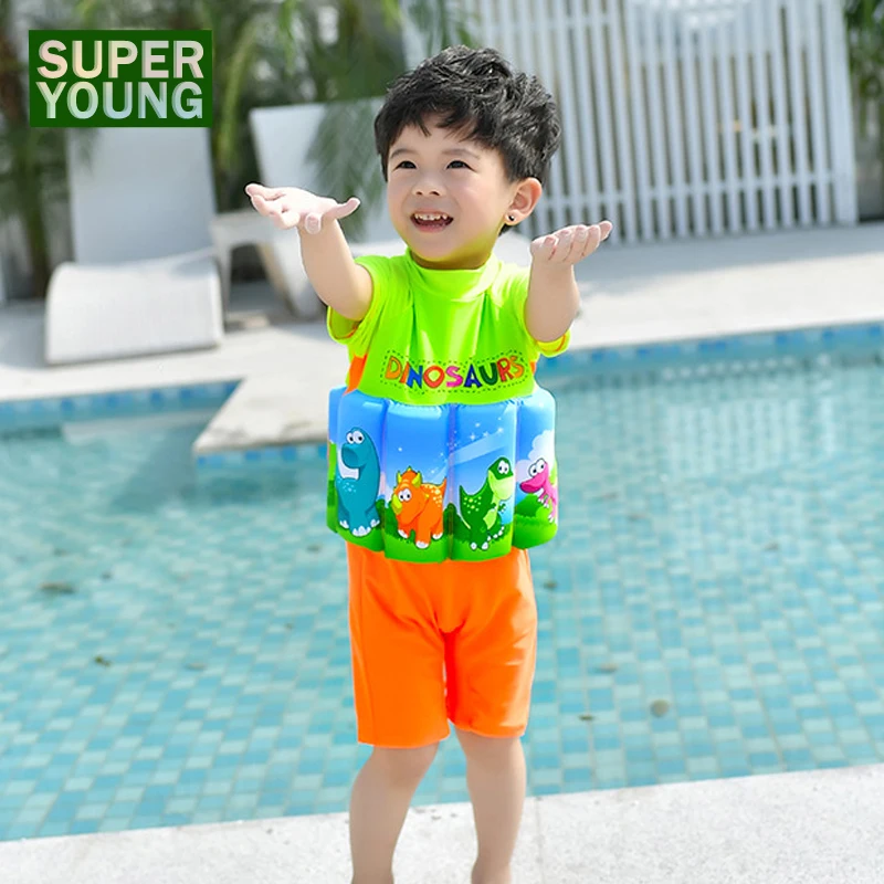 

Girl Boy Beach Surfing Swimming Suits Children Cartoon Dinosaur Surf Swimsuit Baby Toddler Floating Swimwear Kids Swim Rashguard