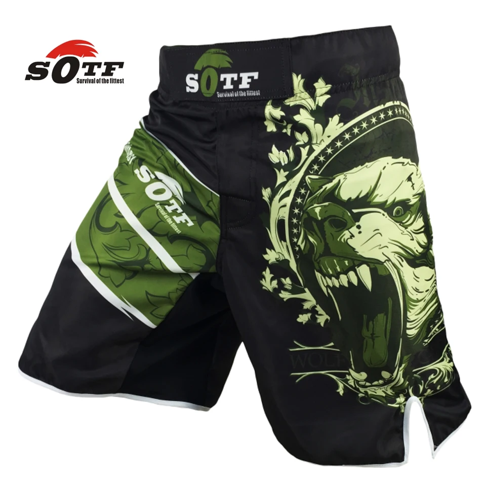 SOFT Green Bear Fitness breathable mma fighting workout shorts Tiger