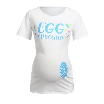 

2019 Women Maternity Pregnancy Clothes Short Sleeve Easter Letter Print Tops T-shirt Premama Fashion Floral Casual Clothes