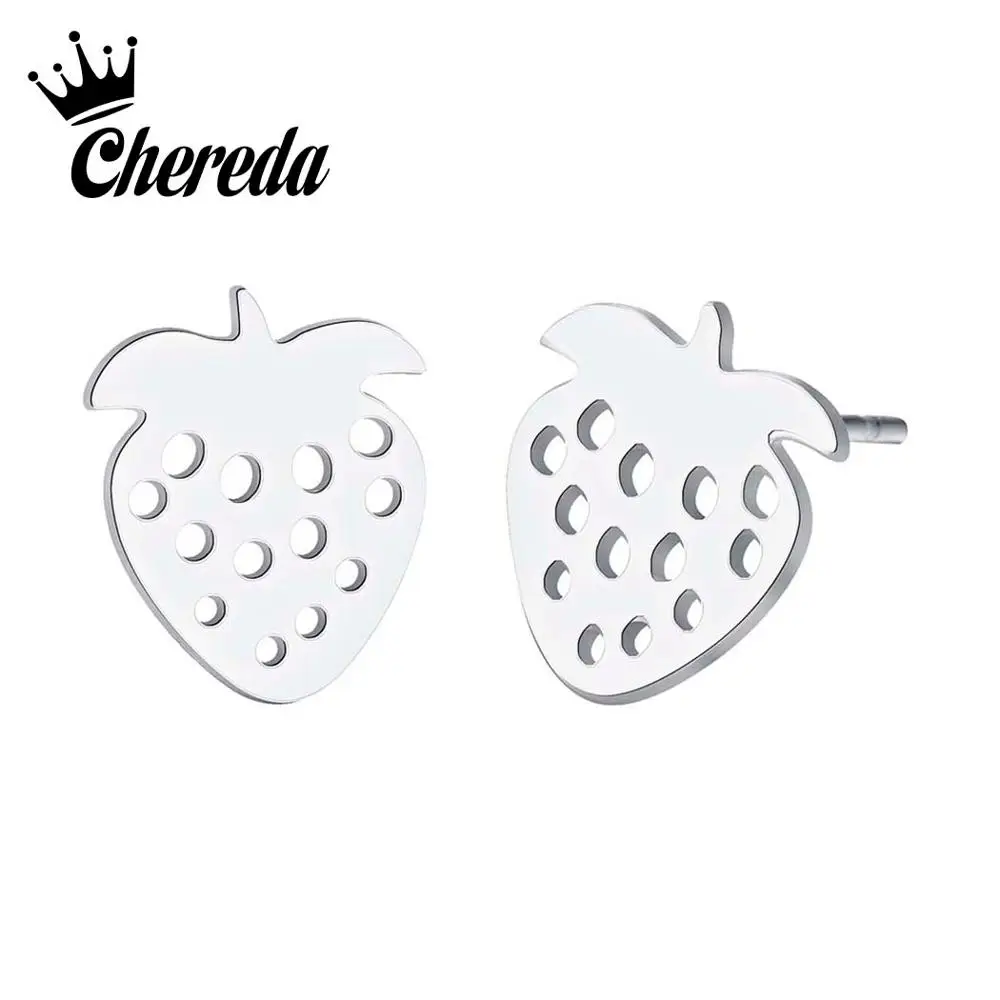 Chereda, Клубничные серьги для женщин, серебряные серьги, серьги-гвоздики, ювелирные изделия oorbellen orecchini aretes boucle d'oreille pendientes