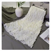 Лидер продаж плиссированные Длинная юбка супер огонь жатый юбка плиссированная шифоновая юбка