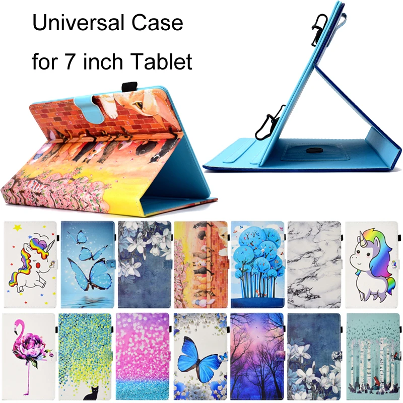 

Universal 7" Tablets Funda for 7 inch Fashion Cartoon Print Leather Wallet Magnetic Flip Case Cover Coque Shell Hull Skin Stand