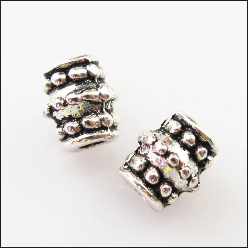 

20Pcs Tibetan Silver Barrel Tube Spacer Beads Charms 6x7mm