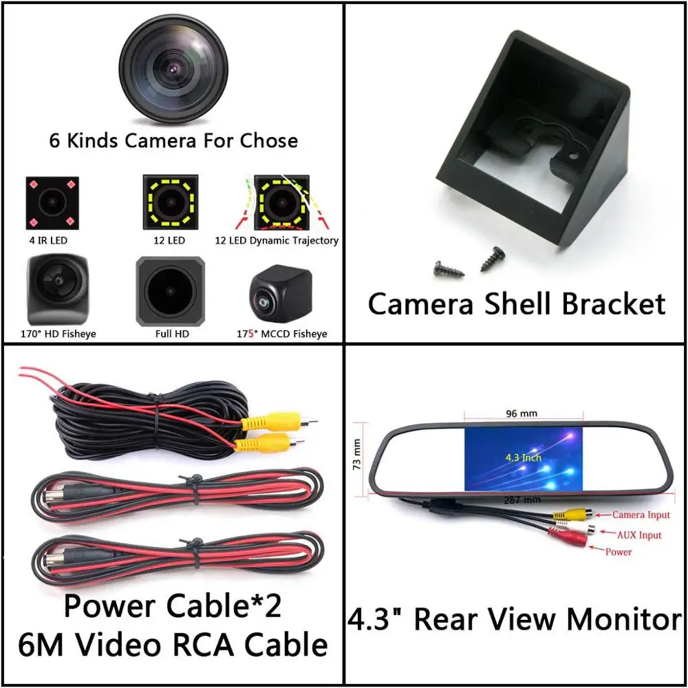 175 градусов 1080P рыбий глаз задний вид автомобиля камера для Ssangyong SsangYong Ssang Yong Actyon Korando автомобильный монитор - Название цвета: Camera 4.3 Mirror