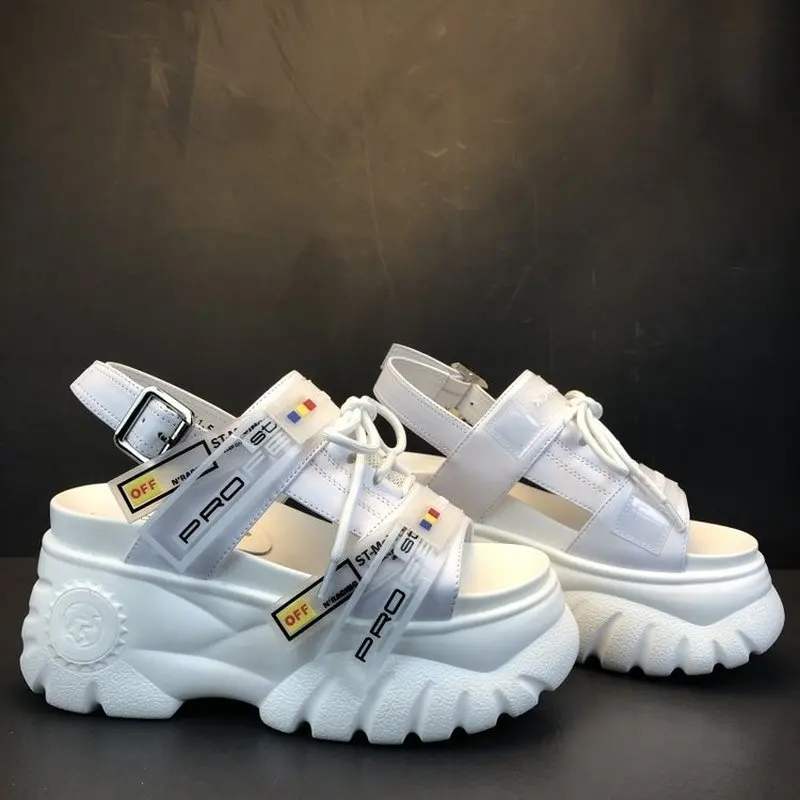 2019 Summer Chunky Sandals Women 8cm Wedge High Heels Shoes Female Buckle Platform Leather Casual Summer Slippers Woman Sandal 2019 Summer Chunky Sandals Women 8cm Wedge High Heels Shoes Female Buckle Platform Leather Casual Summer Slippers Woman Sandal
