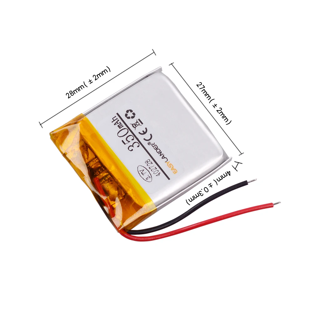 

402728 3.7V 350MAH li ion Polymer rechargeable battery JAB Bluetooth headset Wireless Headset MP3 MP4 GPS 402827 Smart watches