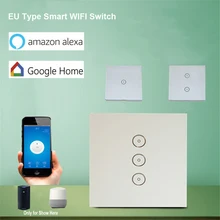 ЕС Стандартный 10A/банды умный WI-FI коммутатор 1/2/3 Gang Touch Панель, беспроводной удаленного WI-FI выключатель света, работает с Alexa Google дома