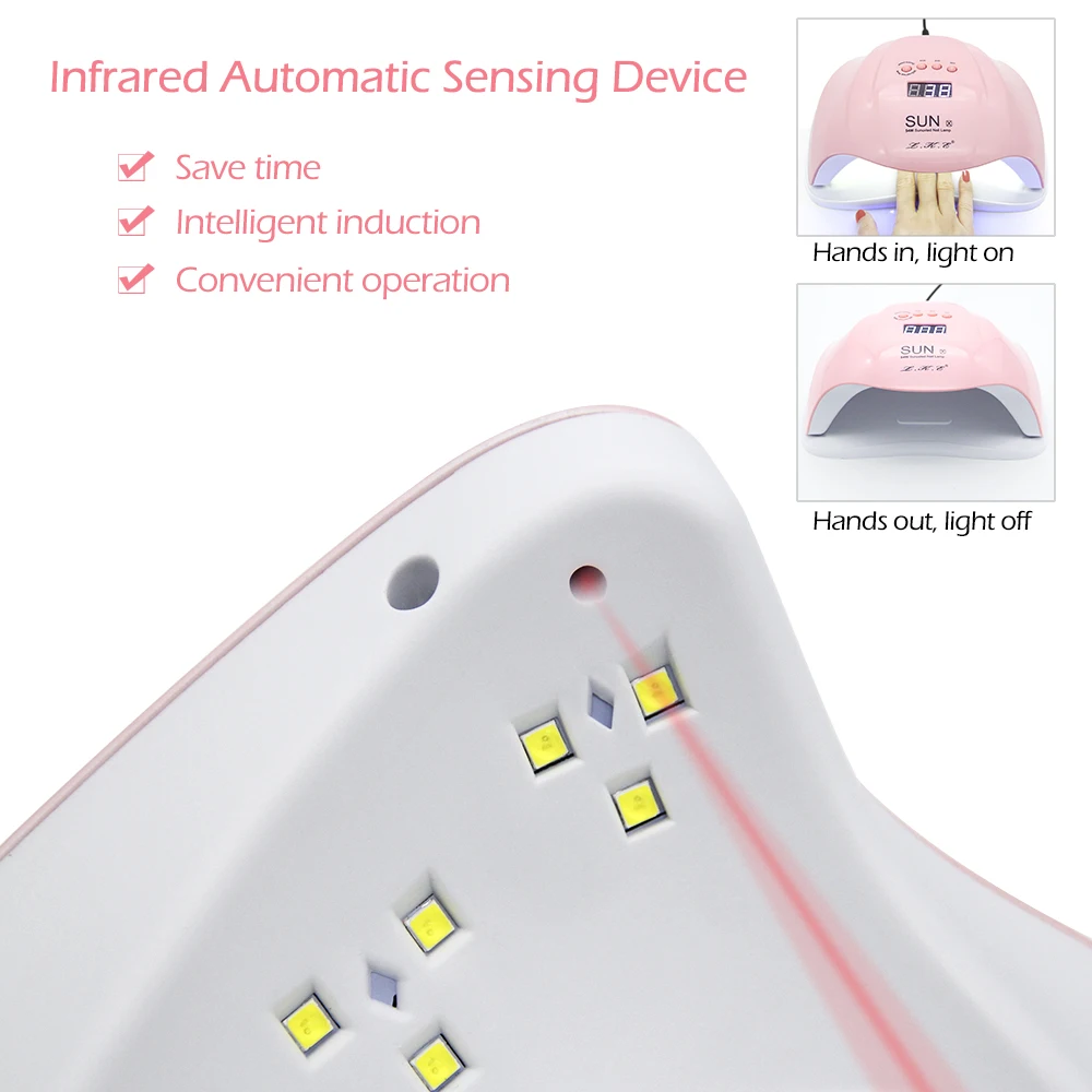LKE SUNx 48 Вт 54 Вт Сушилка для ногтей УФ-лампа 36 светодиодов Сушка УФ-сушка для гель-лака с таймером для 10s 30s 60s автоматические инструменты для маникюра