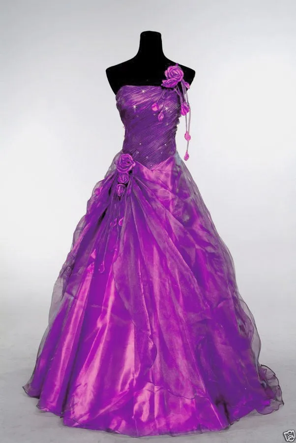ANGELSBRIDEP Бальные платья на одно плечо 15 вечерние сексуальные платья ручной работы с цветами длиной до пола из тюля 16 Vestido Debutante платье - Цвет: Фиолетовый