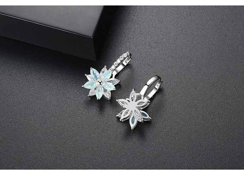 Qevila Hot Fashion Cute Romantic Lovely Stone Flower Earrings Convenient Simple Stud Earrings Copper Cubic Zirconia For Women    (16)