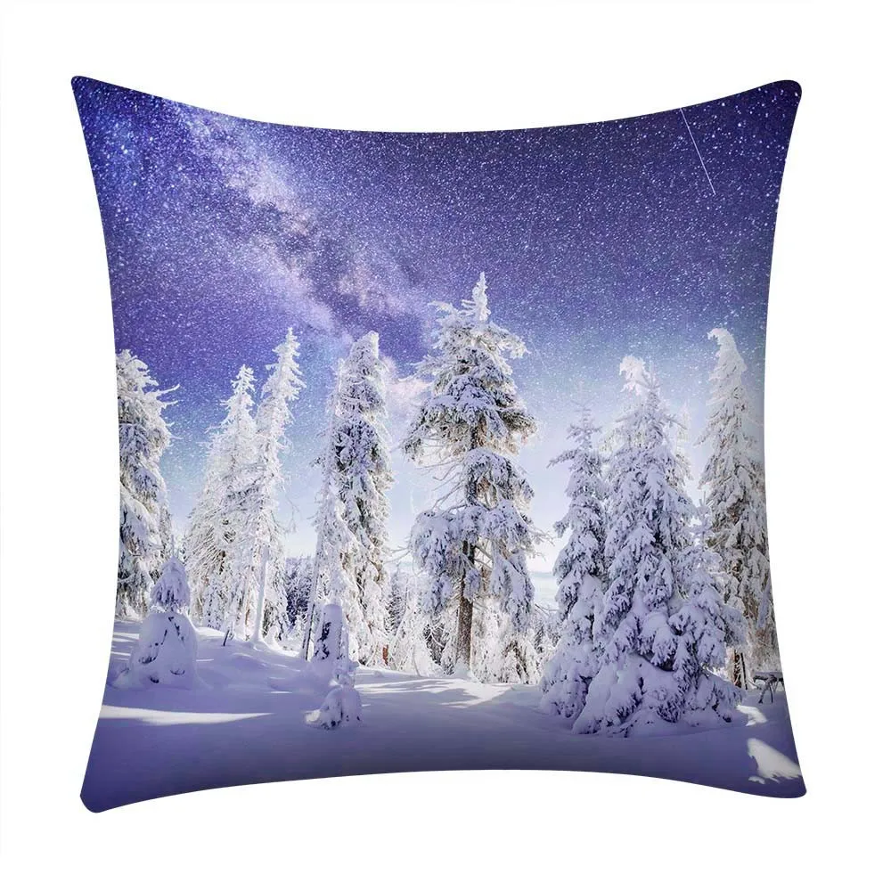 Christmas Print Cushion Cover Pillow Case Polyester Sofa Car Cushion Cover Home Decor Pillow Covers funda cojin 45x45 cm - Color: I