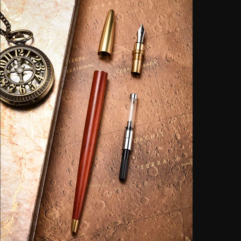 Роскошная перьевая ручка из розового дерева, специальная тонкая ручка для письма, Подарочная авторучка на день рождения