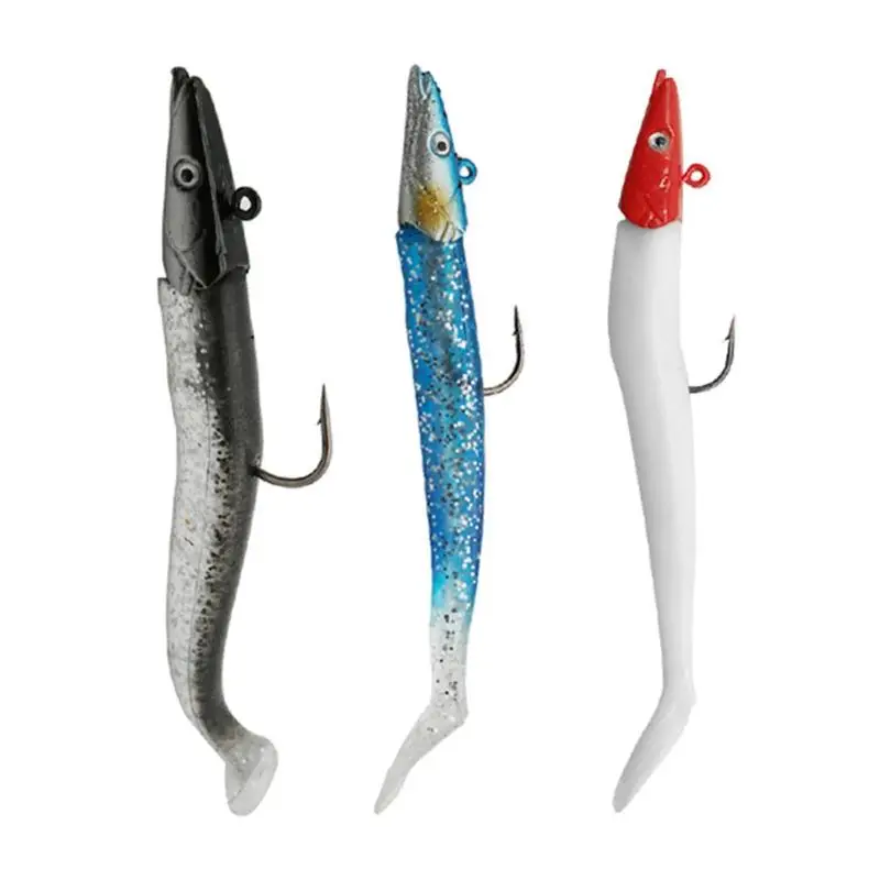  22g Fishing Lures Lead Head Jig Deep Swim Sinking 3D Eyes Soft Crankbaits With Hook Fishing Tackle 