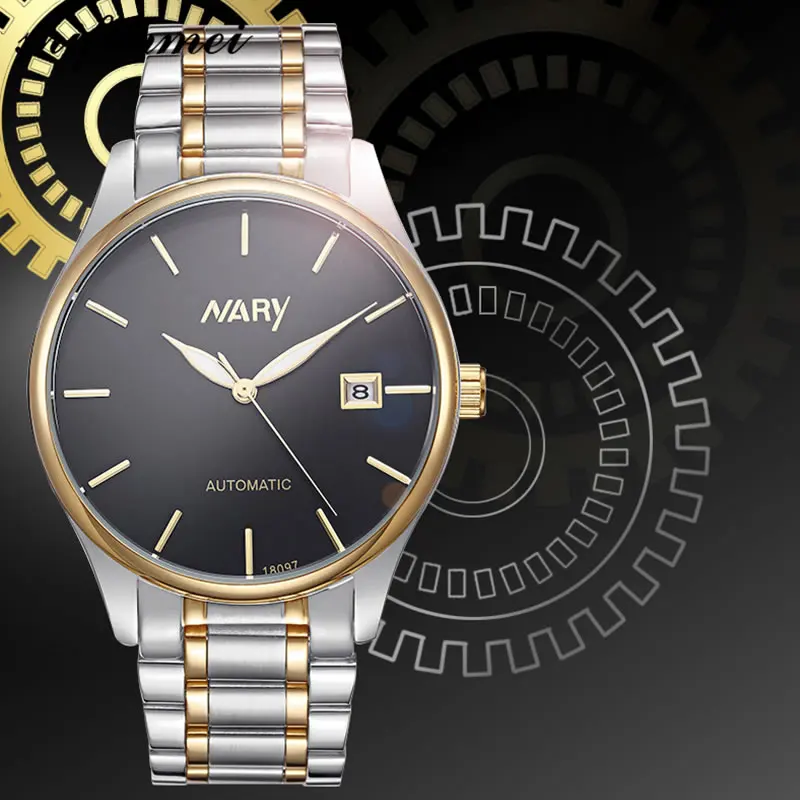 

Men Watches Mechanical Wristwatches LED Display Black Men's Fashion Luxury waterproof Relogio Male Business Wristband clock Male