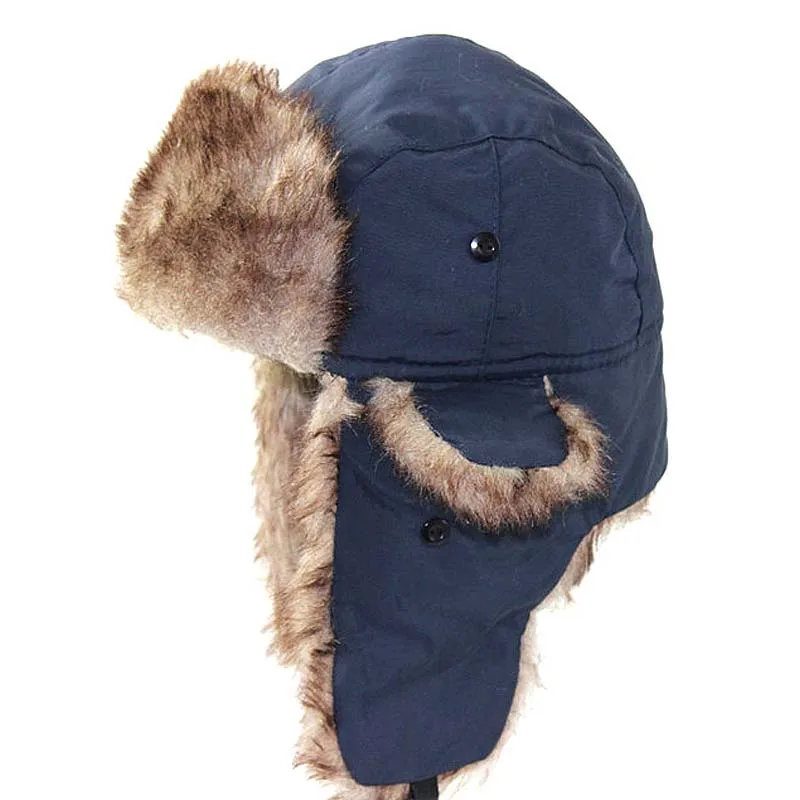 

Russian Trooper Ear Flaps Ski Outdoor Cap Winter Warm Bomber Hats Scarf Earmuffs Unisex Men Women Faux Fur Bomber Earflap